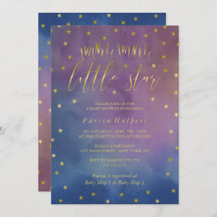Gold & Waterverf Twinkle Little Star-Baby shower Kaart