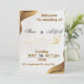 Gold Wave Elegant Wedding Invitation | Soft & Luxu (Debout devant)