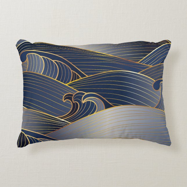 Gold Wave Lines, Abstract . Accent Kussen (Voorkant)
