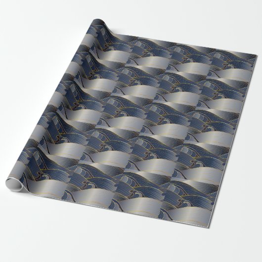 Gold Wave Lines, Abstract . Cadeaupapier (Uitgerold)