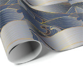 Gold Wave Lines, Abstract . Cadeaupapier (Rol Hoek)