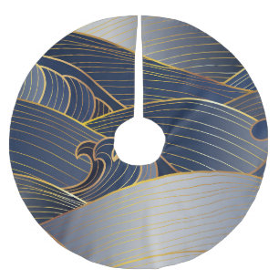 Gold Wave Lines, Abstract . Kerstboom Rok