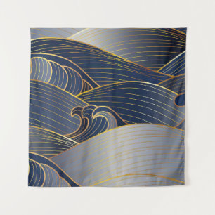 Gold Wave Lines, Abstract . Wandkleed