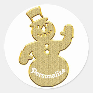 Gold wave mignon autocollant bonhomme de neige