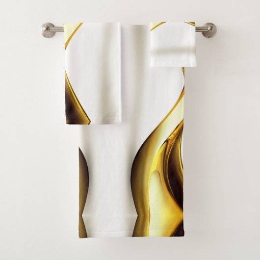 Gold Wave on White  Bad Handdoek (Insitu)