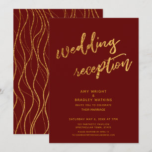 Gold Waves Handschrift Bourgondische bruiloft rece Kaart