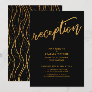 Gold Waves & Handwriting Black Weduwen Ontvangen Kaart