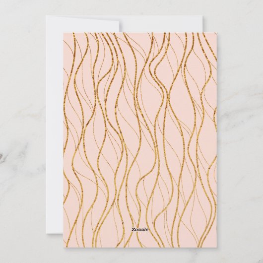 Gold Waves Merry Kerstmis van New Mr & Mrs Blush Feestdagenkaart (Achterkant)