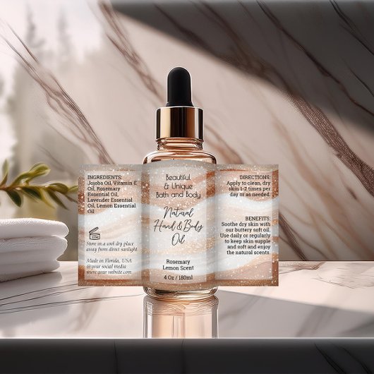 Gold Waves Produit Étiquette 4oz Huile Dropper ou