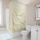 Gold wavy pattern. Luxurious golden linear ornamen Douchegordijn (In situ)