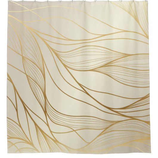 Gold wavy pattern. Luxurious golden linear ornamen Douchegordijn (Voorkant)