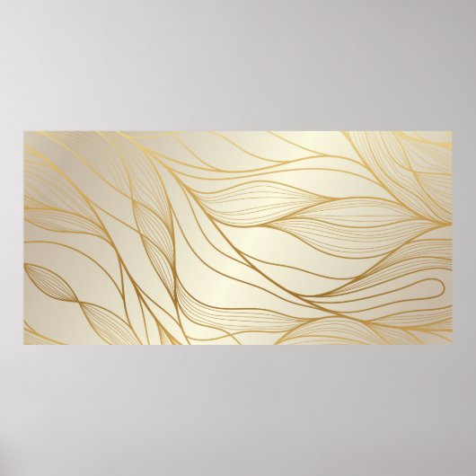 Gold wavy pattern. Luxurious golden linear ornamen Poster (Voorkant)