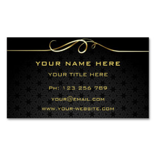 Gold Wavy Ribbon & Golden Text Black Professional Magnetisch Visitekaartje