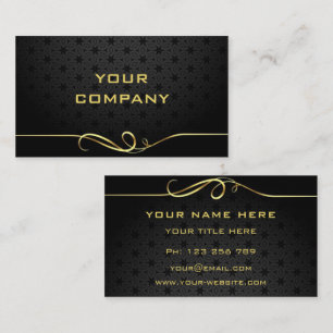 Gold Wavy Ribbon & Golden Text Black Professional Visitekaartje