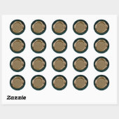 Gold Wax seal Sticker monogram op smaragdgroen, (Vel)
