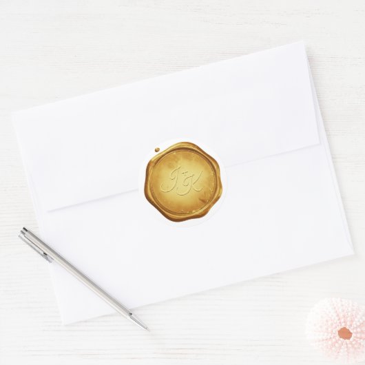 Gold Wax Seal Stickers Initials Wedding Envelope (Enveloppe)