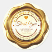 Gold Wax Seal 'Thank You' For Business Sticker (Devant)