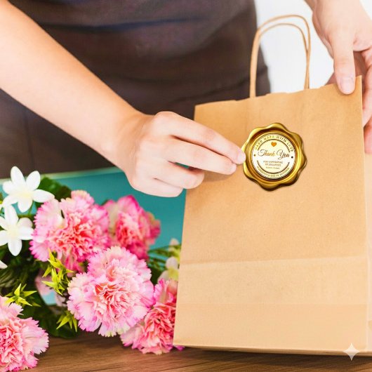 Gold Wax Seal 'Thank You' For Business Sticker