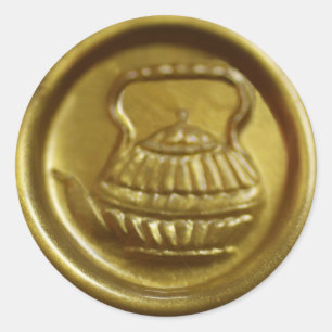 Gold Wax Teapot Seal Ronde Sticker