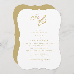 Gold We Do Script Beach Invitation de mariage