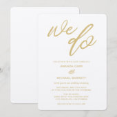Gold We Do Script Beach Wedding Invitation (Devant / Derrière)