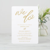 Gold We Do Script Beach Wedding Invitation (Debout devant)