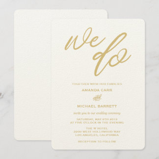 Gold We Do Script Beach Wedding Invitation