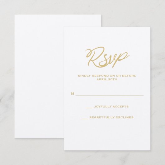 Gold We Do Script Wedding Carte RSVP (Devant / Derrière)