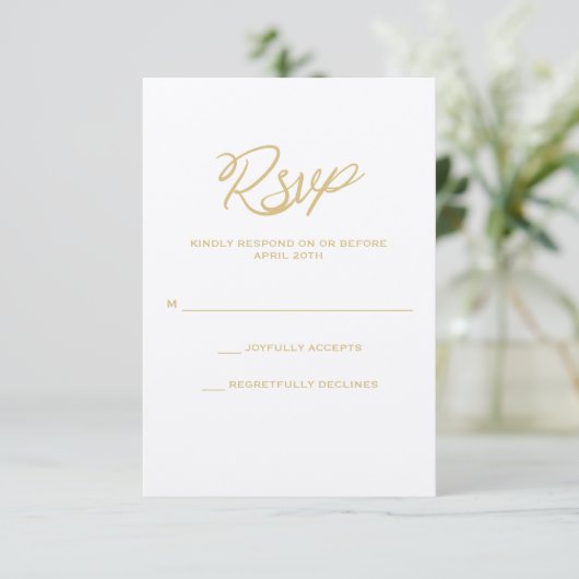 Gold We Do Script Wedding Carte RSVP (Debout devant)
