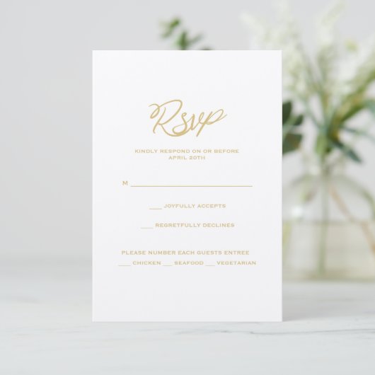 Gold We Do Script Wedding Réception Menu Carte RSV (Debout devant)