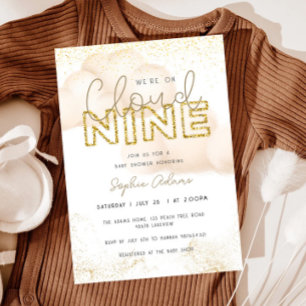 Gold We zijn op Cloud Nine Neutral Baby shower Kaart