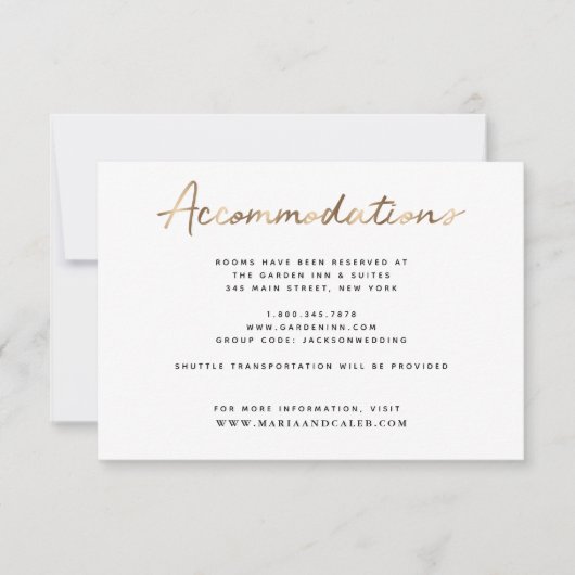Gold Wedding Accommodaties Details Kaart (Voorkant)