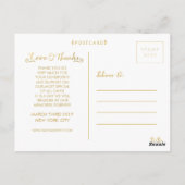 Gold Wedding Bedankt Script Typografie Foto Briefkaart (Achterkant)