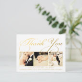 Gold Wedding Bedankt Script Typografie Foto Briefkaart (Staand voorkant)