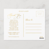 Gold Wedding Bedankt Script Typografie Foto Briefkaart (Achterkant)