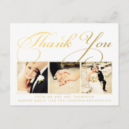 Gold Wedding Bedankt Script Typografie Foto Briefkaart
