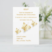 Gold Wedding Carte RSVP Papillons Design (Debout devant)