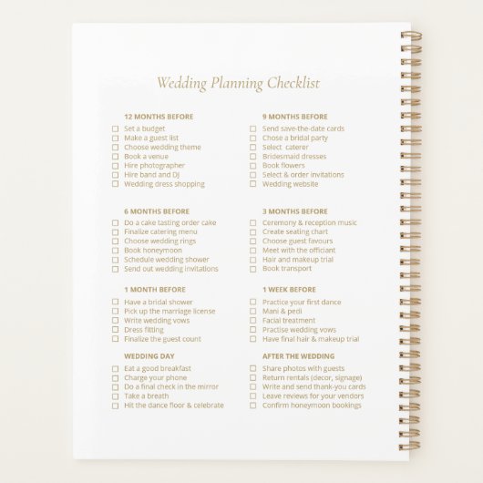 Gold Wedding Checklist Planner (Achterkant)