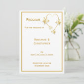Gold Wedding Church Programma Vlinders Hart (Staand voorkant)