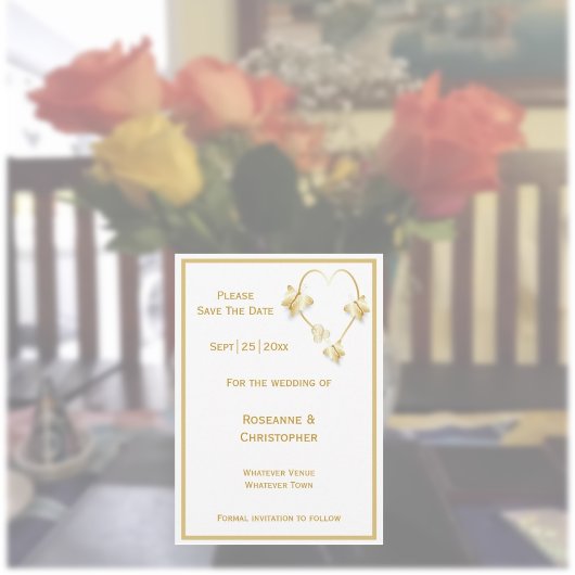 Gold Wedding Enregistrer La Date Invitation Papill