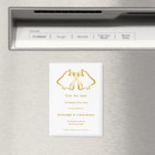 Gold Wedding Enregistrer La Date Magnet Bells Ribb (In Situ (Lave-vaisselle))