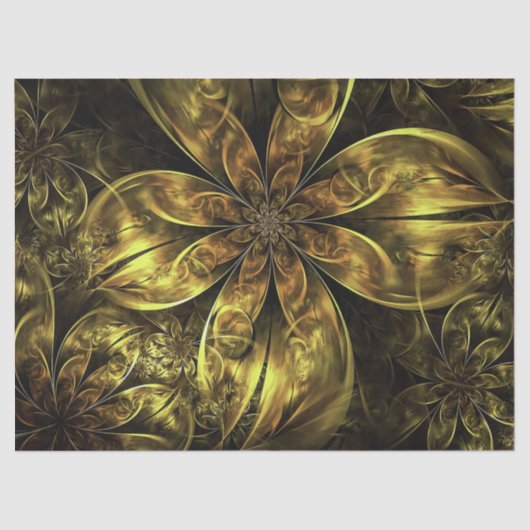 Gold Wedding Fractal Flowers Tissuepapier (Voorkant)