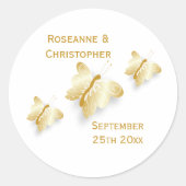 Gold Wedding Invitation Sticker Vlinders (Voorkant)