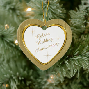 Gold Wedding Jubileum Heart Keepomwille Keramisch Ornament