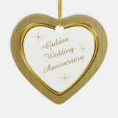 Gold Wedding Jubileum Heart Keepomwille Keramisch Ornament (Voorkant)