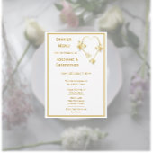 Gold Wedding Menu Butterflies Heart Design