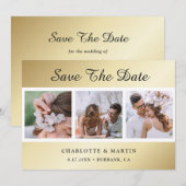Gold Wedding Photo Save the Date Cards (Voorkant / Achterkant)