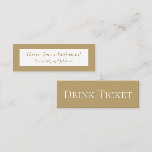 Gold Wedding Receptie Drinken Ticket (Voorkant / Achterkant)