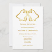 Gold Wedding Réception Invitation Bells Ribbon (Devant)