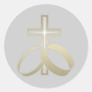 Gold Wedding Rings en Cross Gifts Ronde Sticker